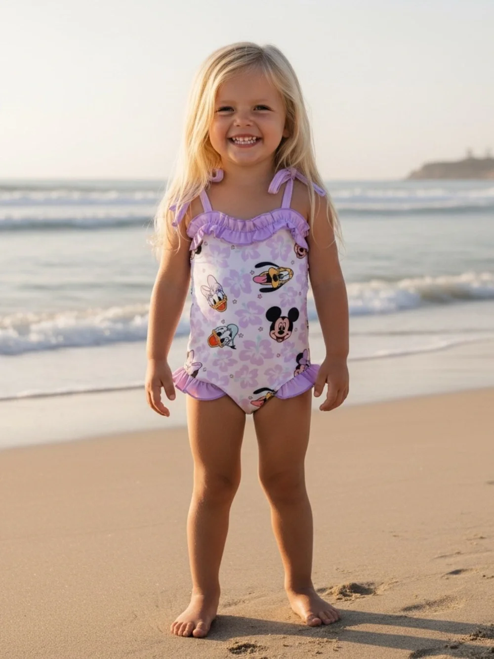 New Boutique Mickey Mouse Minnie Mouse Ruffle-Trim One-Piece Swimsuit Disney